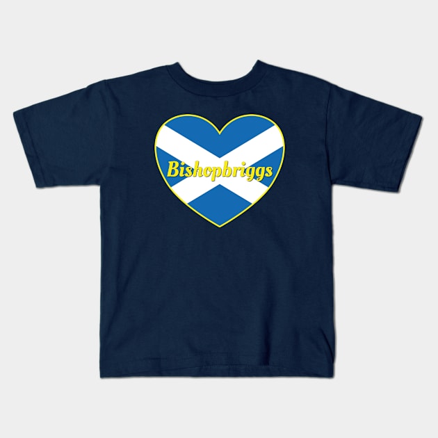 Bishopbriggs Scotland UK Scotland Flag Heart Kids T-Shirt by DPattonPD